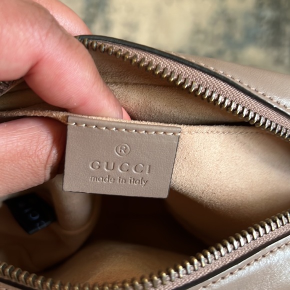 Gucci Calfskin Matelasse Mini GG Marmont Chain Shoulder Bag Porcelain Rose - Picture 4 of 10